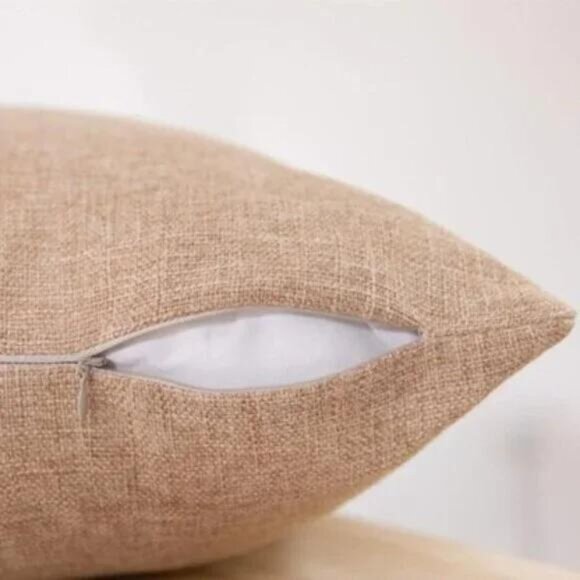 2 Natural Linen Zippered Throw Pillowcases - Picture 5 of 6